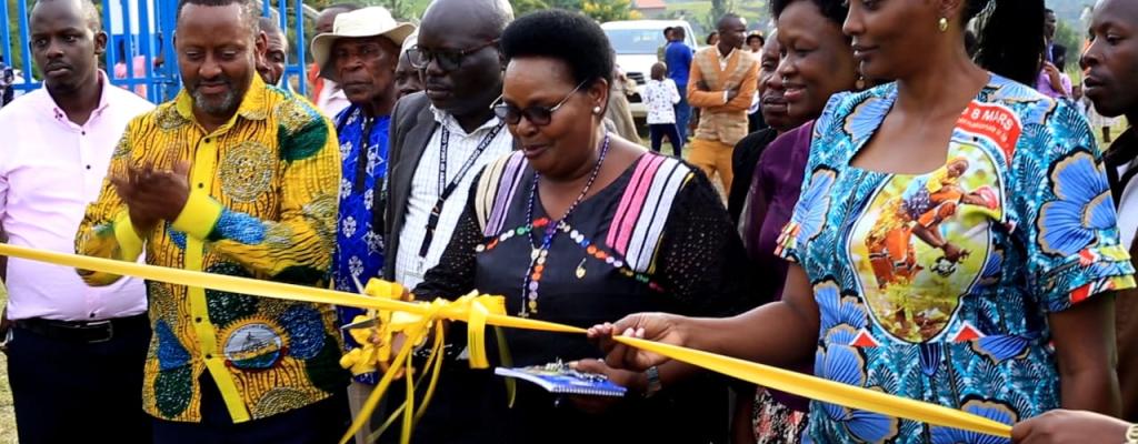 The RDC, the Woman MP and District Chairperson witness the official commissioning of the 1.2B Nyakatoke Gravity Flow Water Scheme by the state Minister for Local Government Hon. Victoria Rusoke. in Nombe Sub County Ntoroko District. Commissioning of the Nyakatoke Gravity Flow Water System